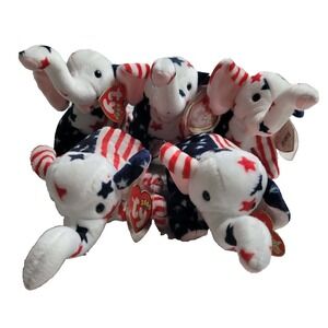 TY Beanie Babies Righty 2000 Election Patriotic Republican Elephant Lot of 5